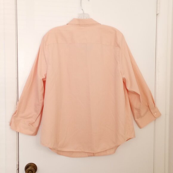 Coldwater Creek Peach No-Iron Button Front Shirt - Picture 4 of 7
